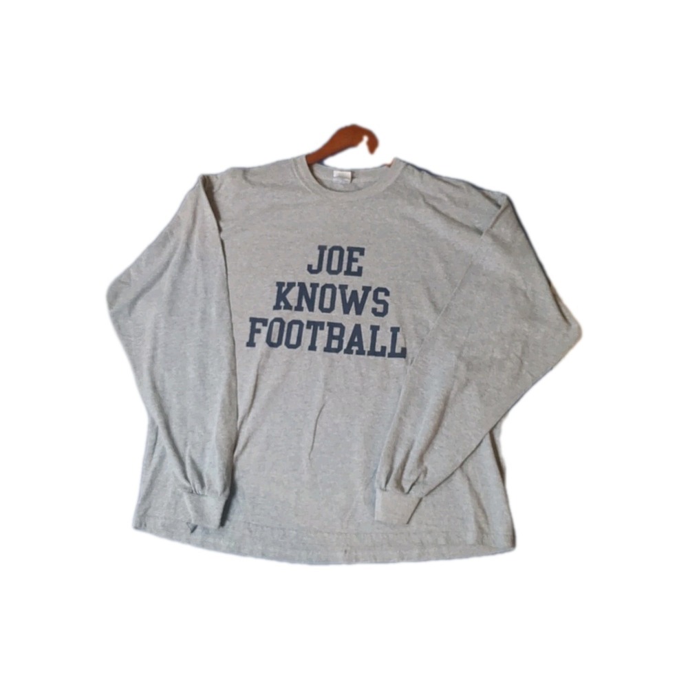 Pre-owned Gray Joe Knows Football‎ Long Sleeve Shirt Size 2XL (Gildan Brand)